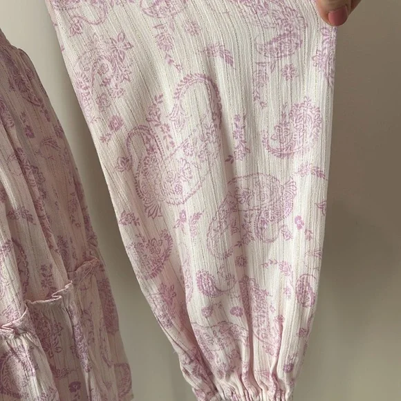 New House of Harlow 1960 Pink Purple Boho Mini Dress Paisley Long Sleeve size XS - Picture 4 of 12